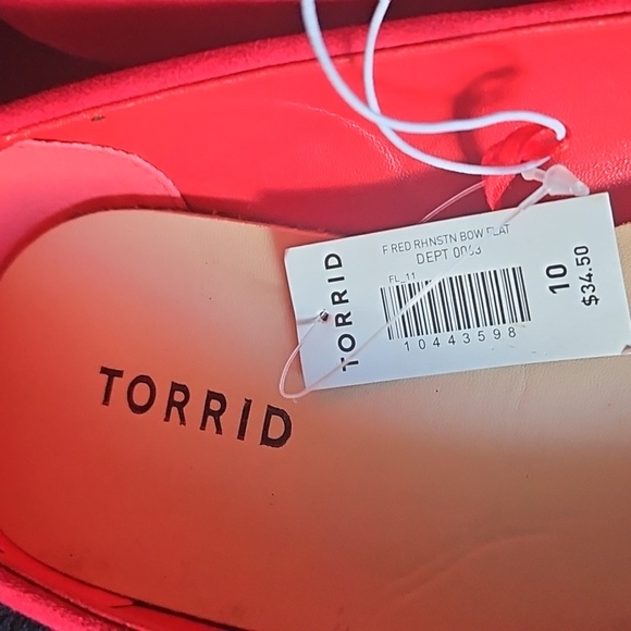 Torrid Women's Red Flats with Rhinestone Bow Size 10 - Picture 7 of 7